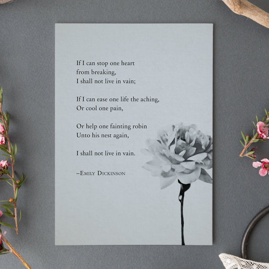 Emily Dickinson Quote Print "Shall not Live in Vain"