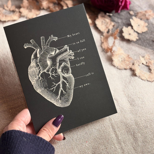 Anatomy Heart Love Card, Goth Anniversary or Valentine's Day Card