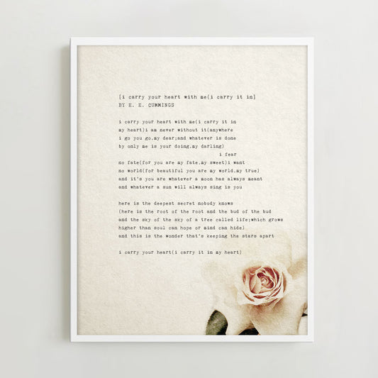 e.e. cummings I carry your heart poetry art