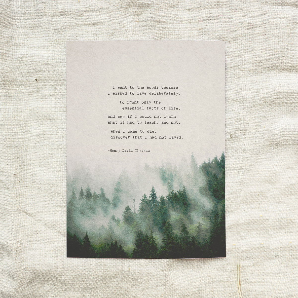 Henry David Thoreau quote print from Walden “I went to the woods because I wished to live deliberately..."