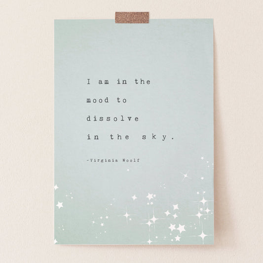 Virginia Woolf Quote Print: Velvet Giclee Art, Starry Sky