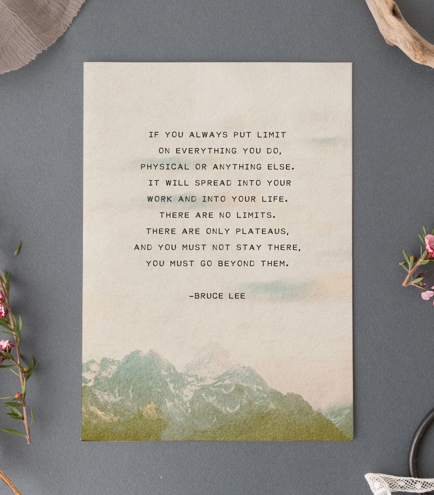 Bruce Lee Motivational Quote "There are no limits..."