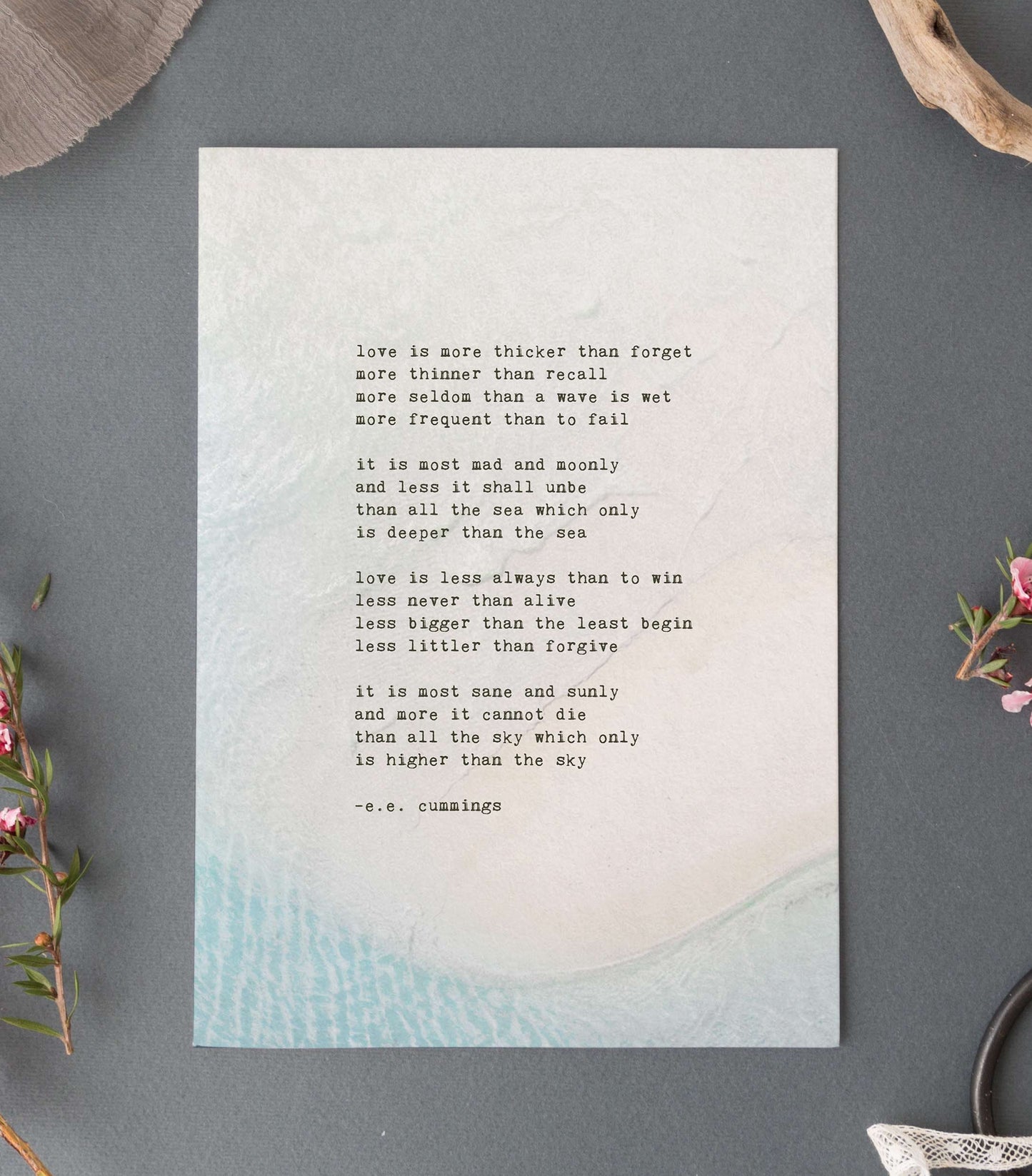 e.e. cummings poem, love is more thicker than forget