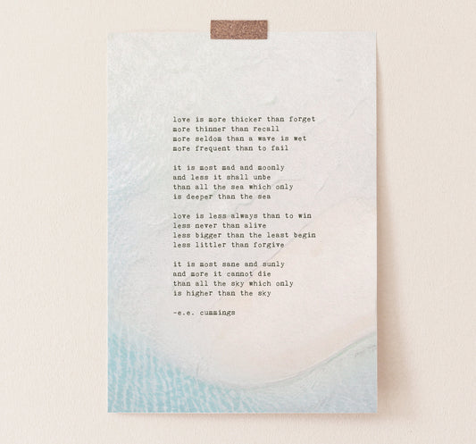 e.e. cummings poem, love is more thicker than forget