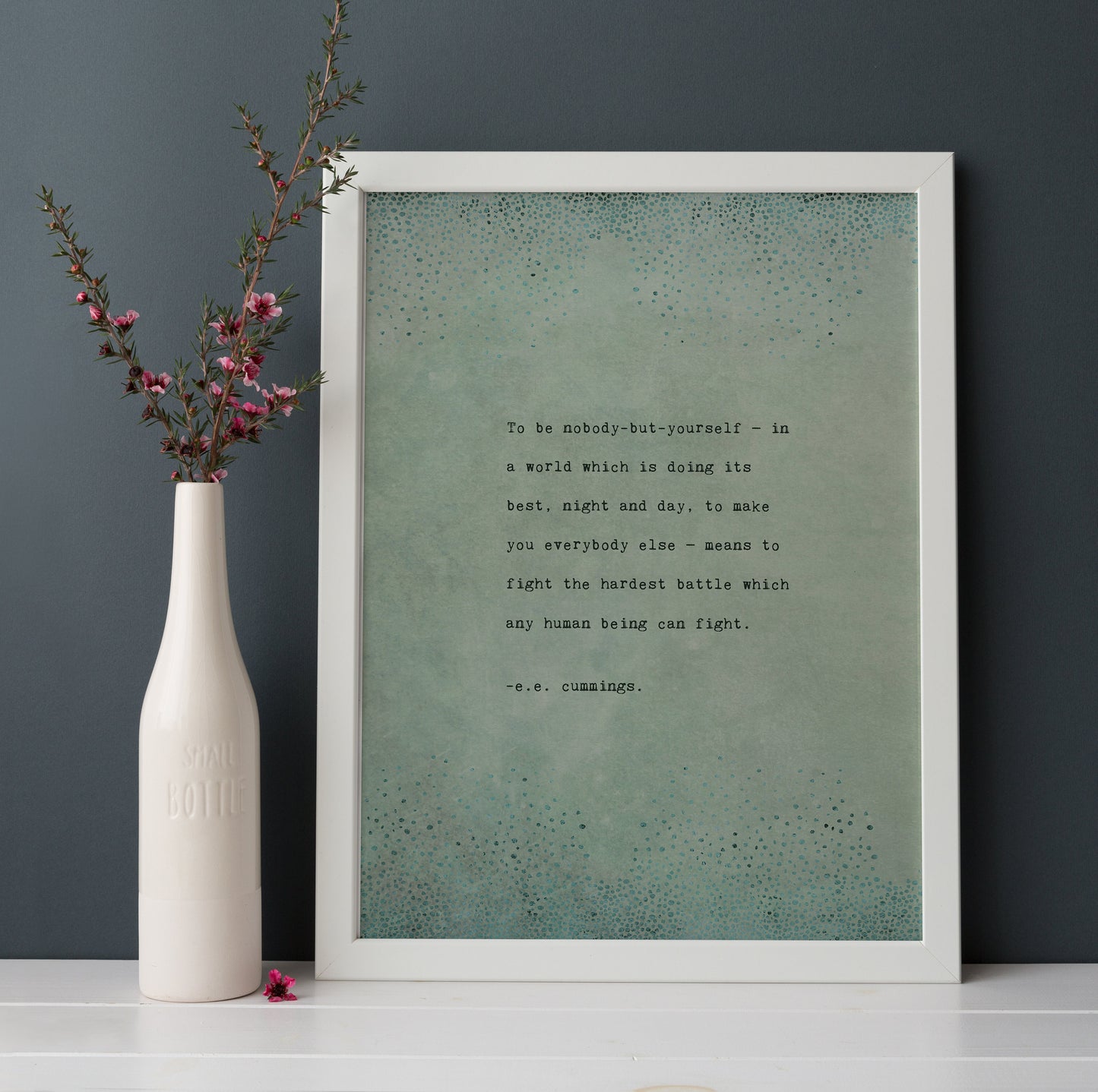 e.e. cummings self love quote art "to be nobody but yourself..." wall decor