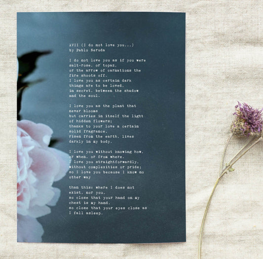 Pablo Neruda love quote wall art