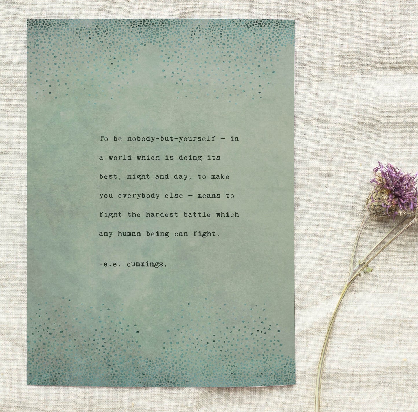 e.e. cummings self love quote art "to be nobody but yourself..." wall decor