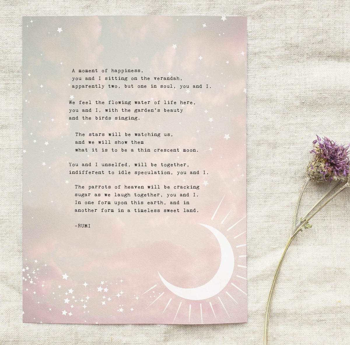 Rumi love poem "A Moment of Happiness.." love poetry art